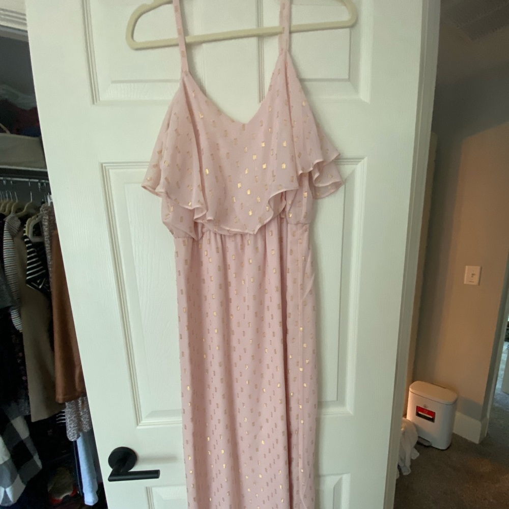 Charles Henry Pink and Gold Maxi dress